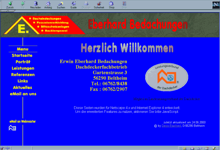 Bild der Homepage von www.eberhard-bedachungen.de